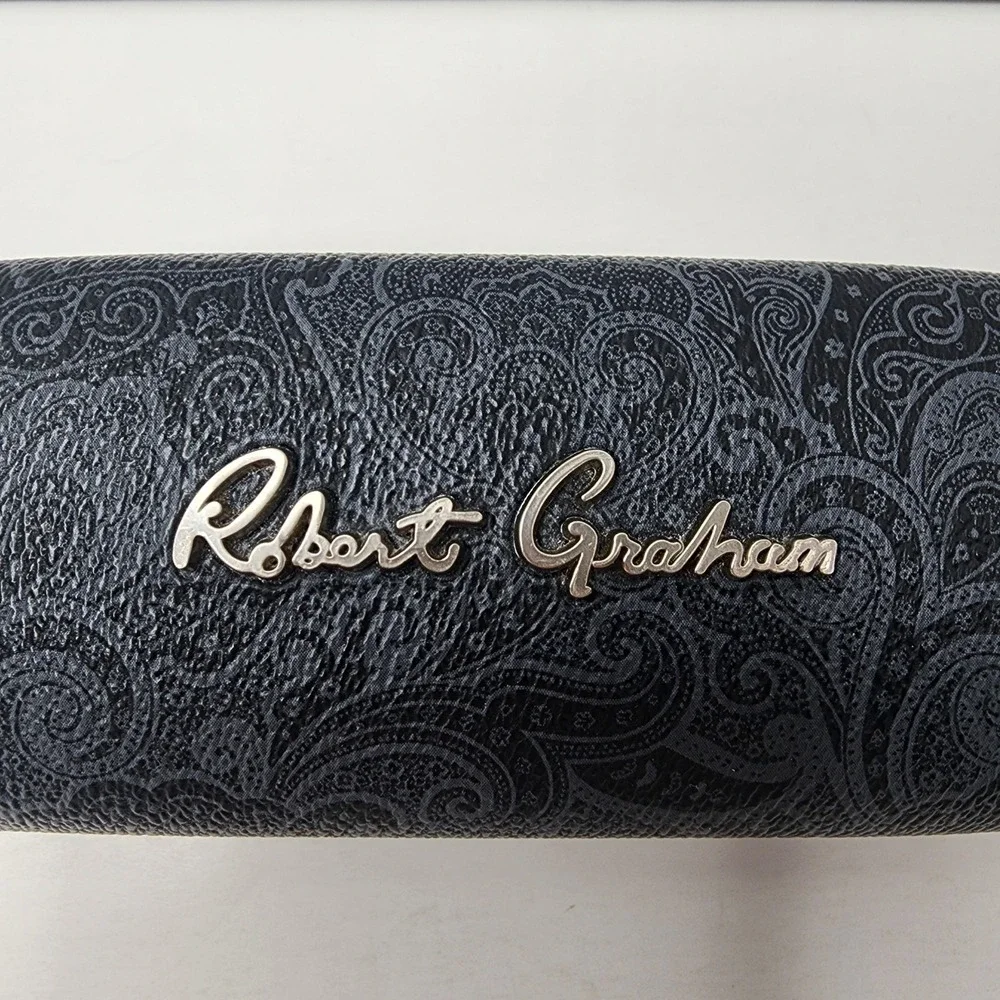 Robert Graham Hard Shell Eye Glasses Case floral Grey Pattern Red Inside W Quote